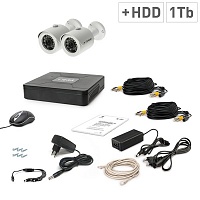 Комплект видеонаблюдения Tecsar 2OUT+1TБ HDD