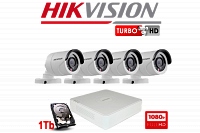 Комплект TurboHD видеонаблюдения Hikvision 2Mp DS-J142I/7104HGHI + HDD 1Tb