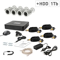 Комплект видеонаблюдения Tecsar 4OUT+1TБ HDD