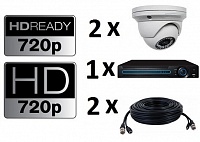 Комплект проводного видеонаблюдения Дозор AHD 2В